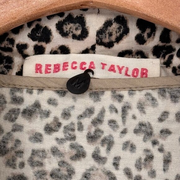 Rebecca Taylor Leopard Print Open cardigan sweater shrug Ruffle Womens Medium - Picture 3 of 10